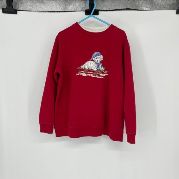 Vintage Penmans Red Crewneck Pullover red snowy Dog embroidered sweatshirt - Picture 15 of 15